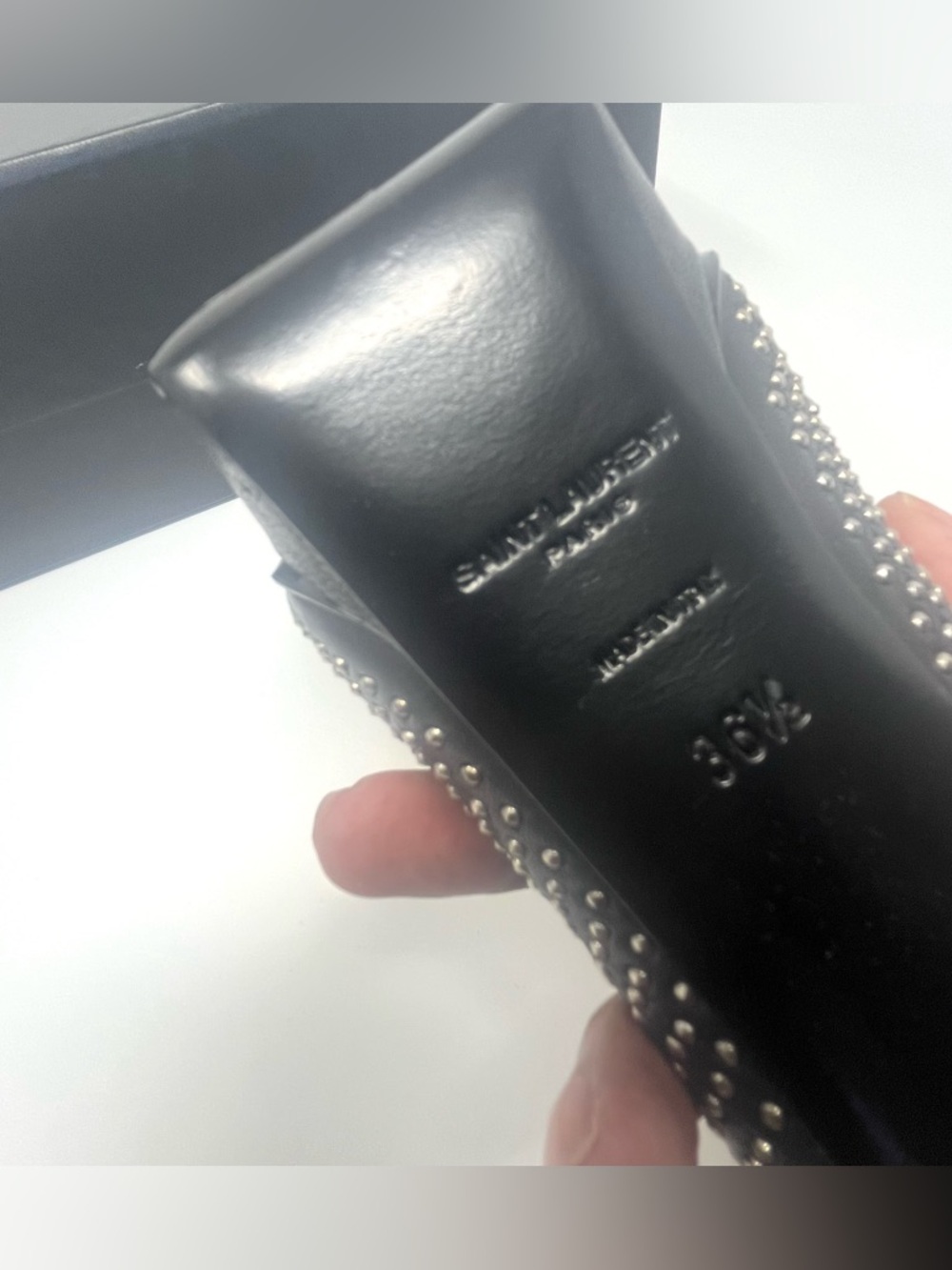 Saint Laurent YSL Janis Black Leather Studded Pumps EU 36.5 / US 6.5 w/Box - Picture 7 of 15